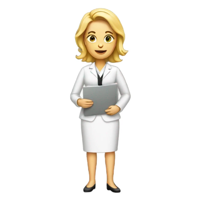White woman holding a resume sticker