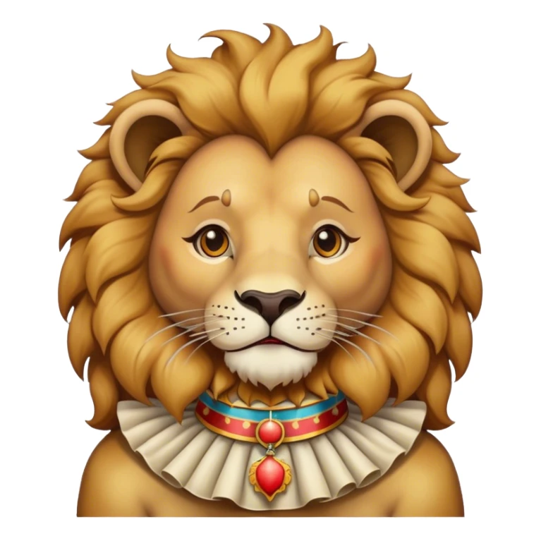 Vintage circus lion wearing ruffled collar sticker