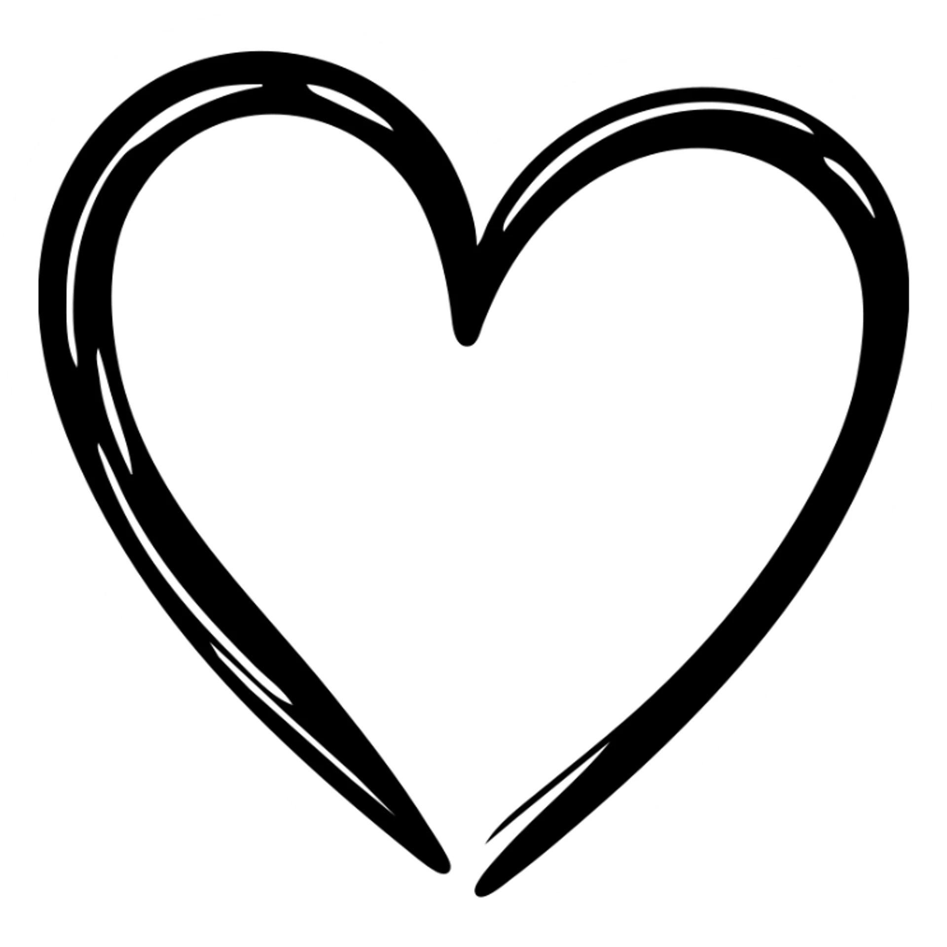 heart shape life icon, hand drawn black outlined style sticker