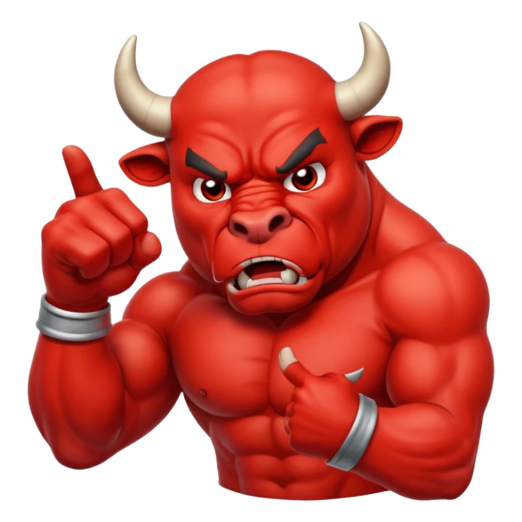 Angry bull emoji showing thumb down (DisLikes) sticker