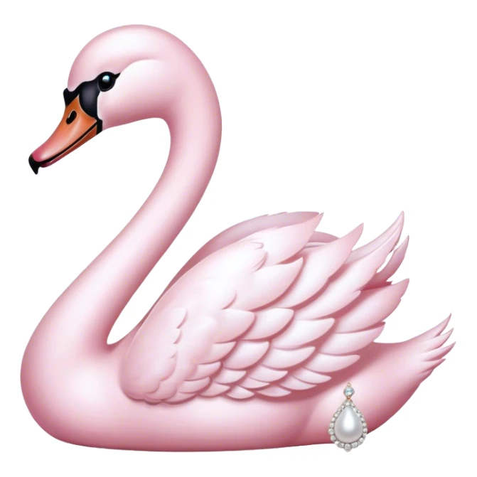 Baby Pink swan with pearls and diamonds  sticker