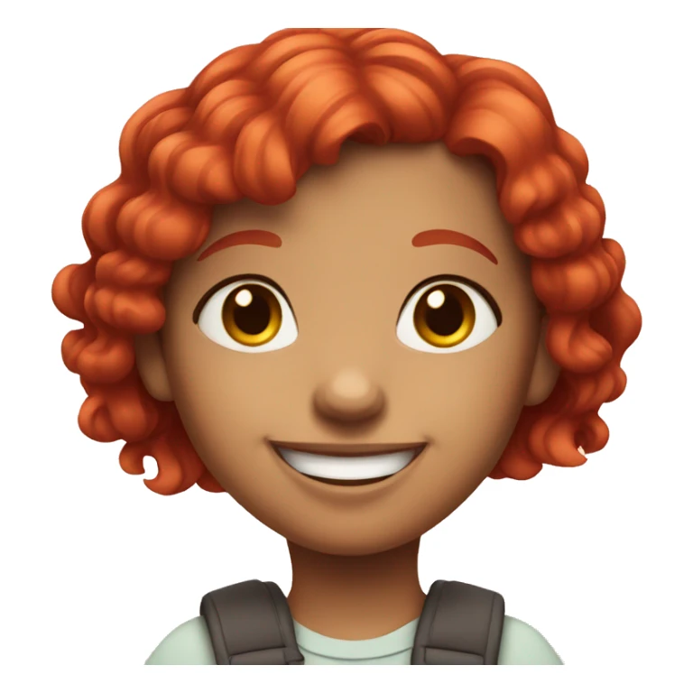 Cute cartoon girl with red hair smiles sticker
