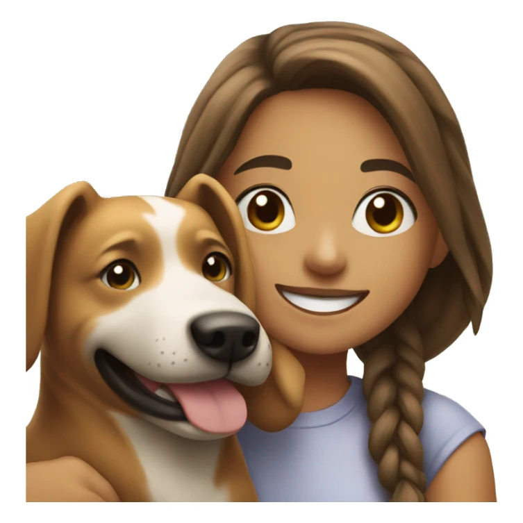 girl smiling with dog outdoors sticker
