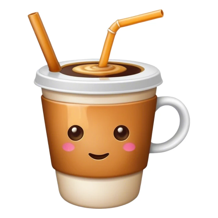 cup of coffee with a straw sticker