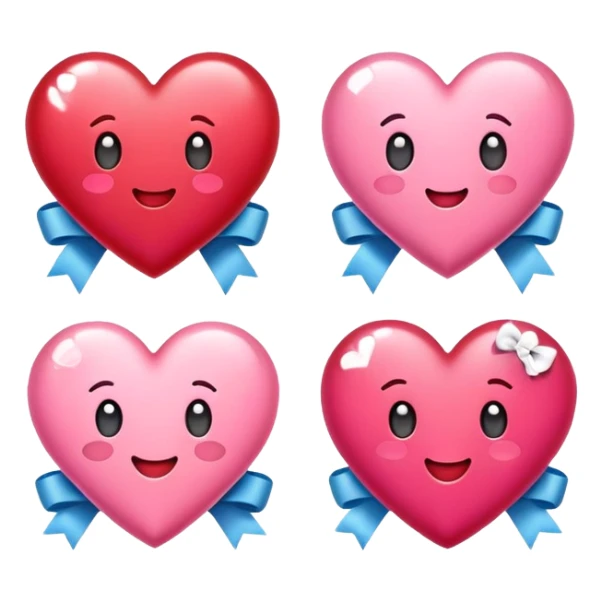 Cute hearts emojis love emojis with ribbons sticker