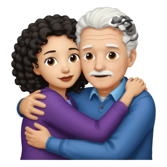 Old man hugging brown skin curly hair woman sticker