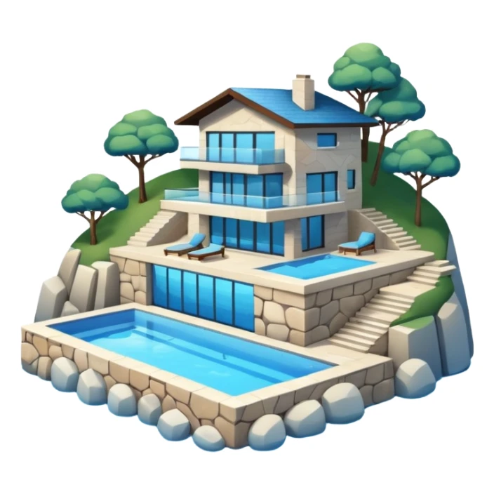 modern house on the hill, with a pool ON THE HILL sticker