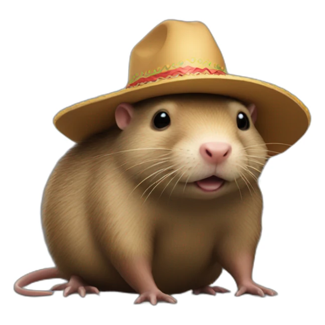 A giant mole rat wearing a sombrero sticker