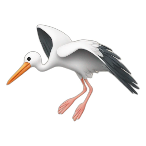Stork flying, carrying human baby in wraps on beak sticker