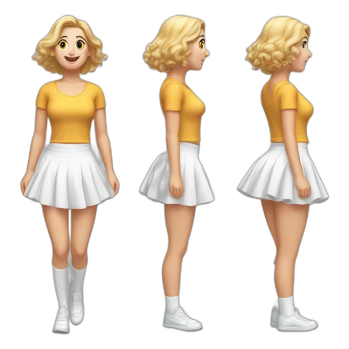 hyperrealistic-full-body-caucasian-curvy-beauty-jumping-small white-skirt-back-and-front-views-strong-wind-knickers white socks sticker