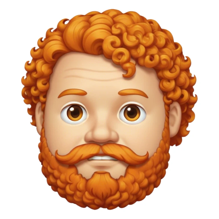Fat man with Orange curly hair, and a orange beard sticker