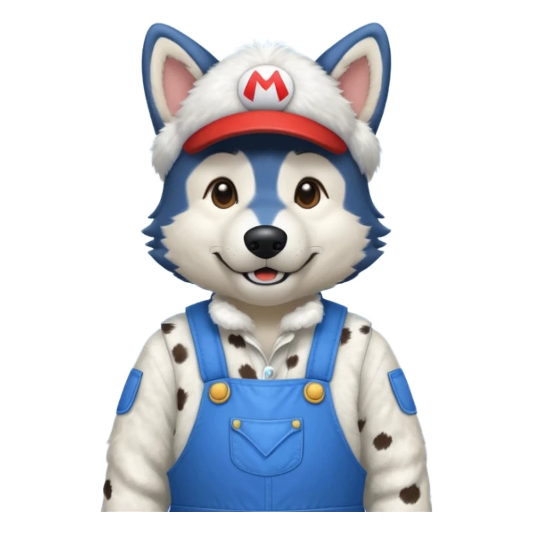 mario themed wolf husky fursuiter sticker