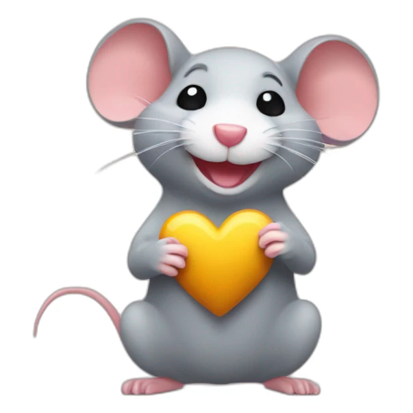 happy rat with a big heart in it's hand sticker