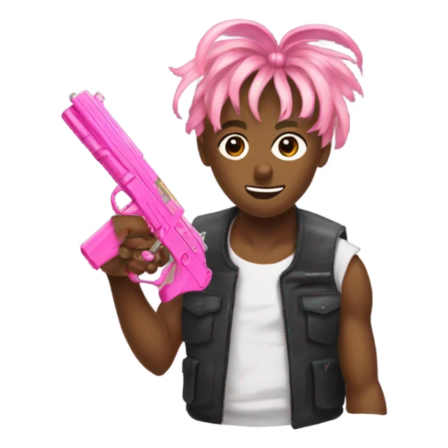 Juice WRLD holding a pink gun with pink bows in hair  sticker