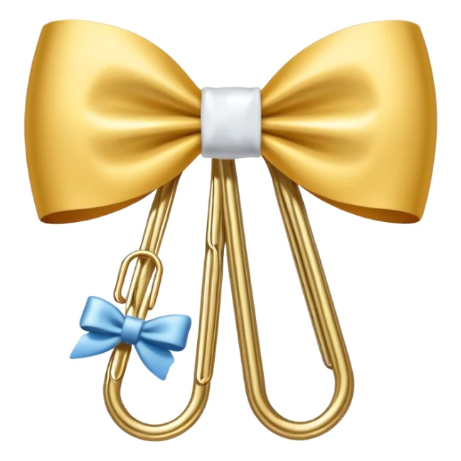 one gold paper clip with one small white bow in the middle sticker