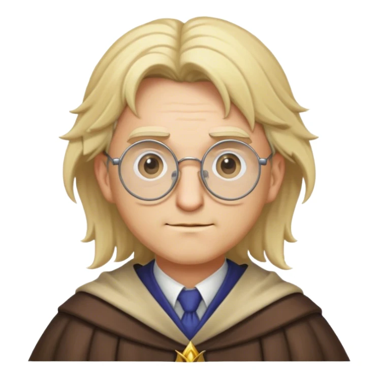 blonde male hair round glasses framing scholarly wizard face with sharp features
 sticker
