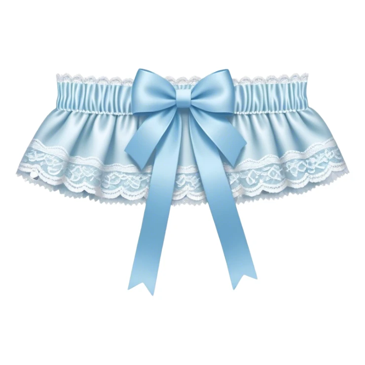 White lace bridal garter with a pale blue bow, isolated sticker