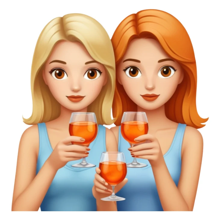 Two girls drinking aperol with blond and brown hair sticker