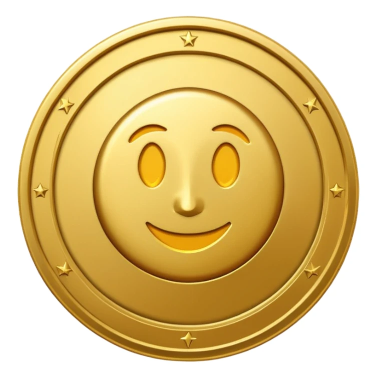 A shiny 3D coin in emoji style, with embossed details and realistic lighting.  place the "V" from the Visify logo in the center of the coin, keeping its original curved style.  sticker