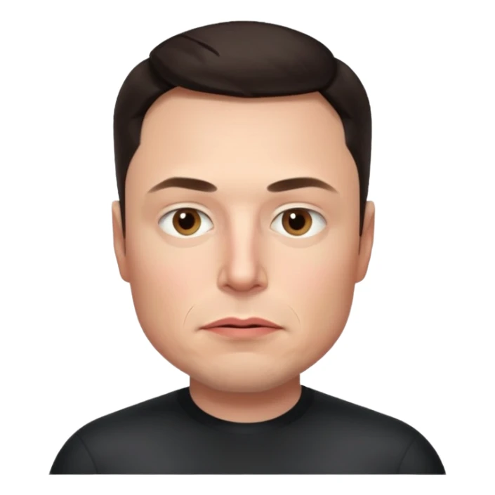 realistic make me elon musk serious face dark hair no shoulders just head  sticker