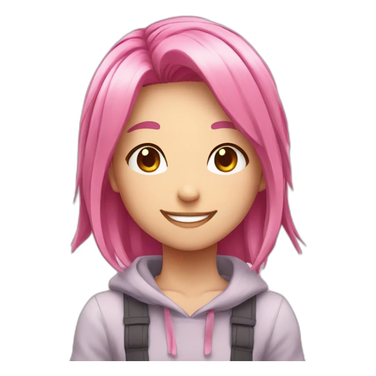 Anime girl with pink hair smile sticker