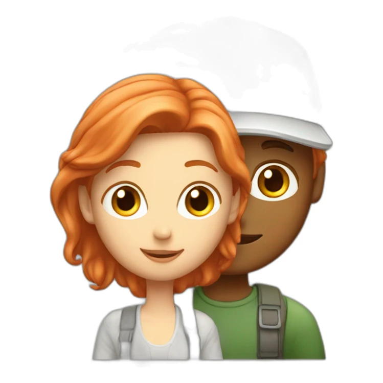 couple boy blond with cap and woman redhair sticker
