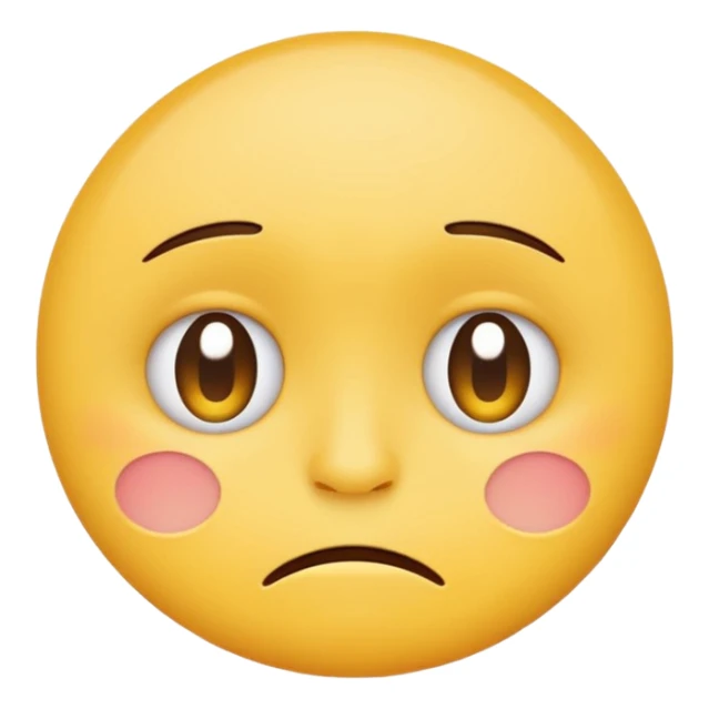 round yellow cartoon face with small frown and teary eyes, minimalist vector style, flat color, emoji design, white background sticker