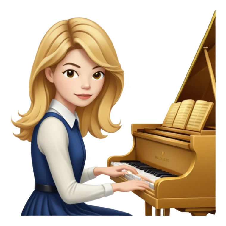 Michelle Monaghan with honey blonde hair playing piano sticker