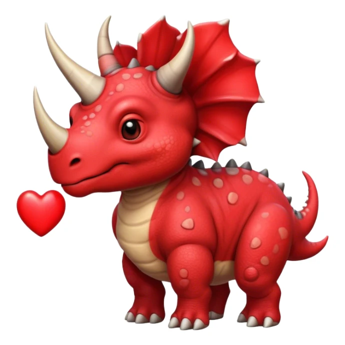 old triceratops holding a big heart sticker