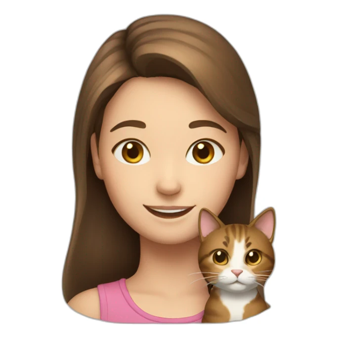 smiling girl with brown hair cat sticker