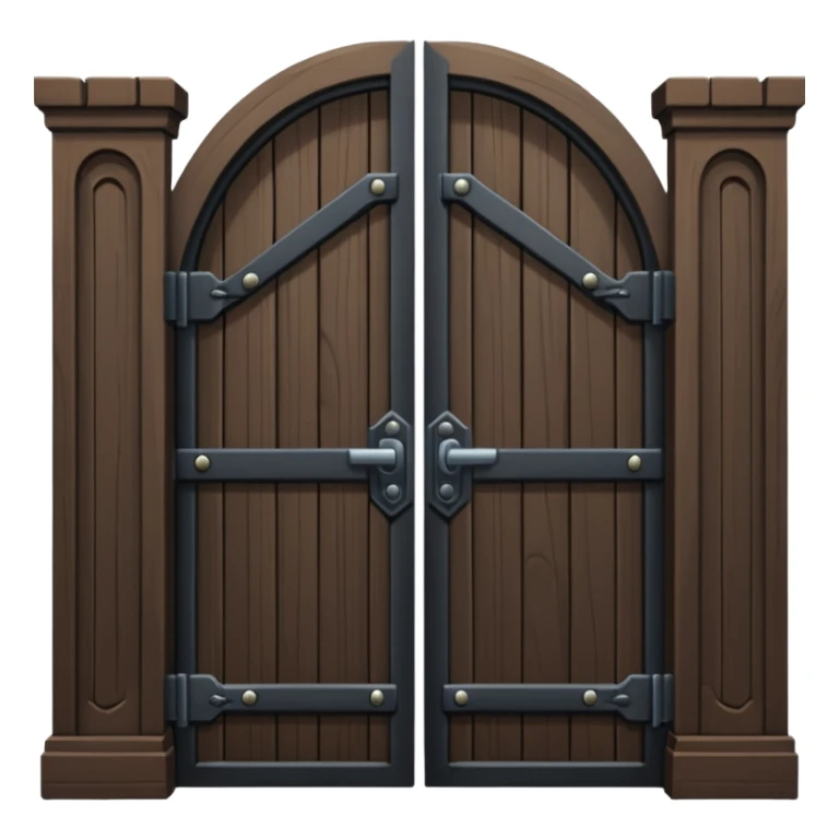 iOS emoji, minimal dark gate, sealed door, flat design sticker