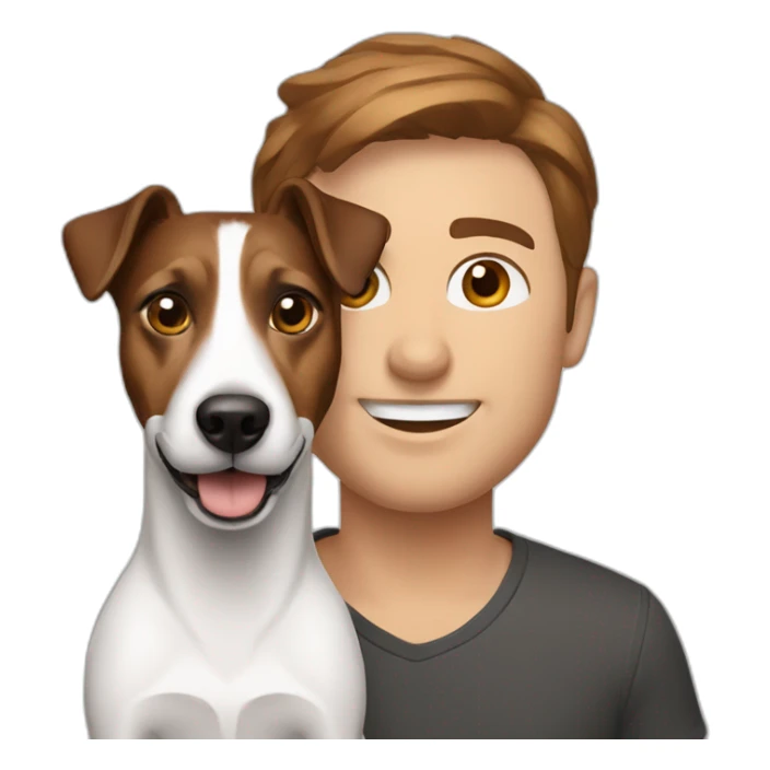 Man with brown hair with jack russell terrier sticker
