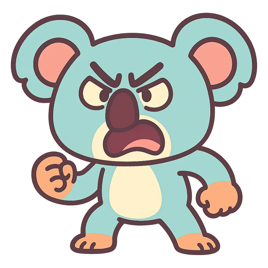 angry koala in pastel toon style sticker