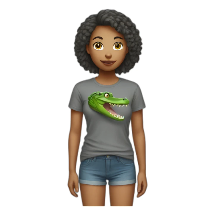 Girl with crocodile head in the grey T-shirt  sticker