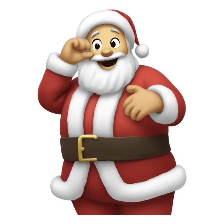 santa rubbing his bare hairy fat belly as he laughs sticker