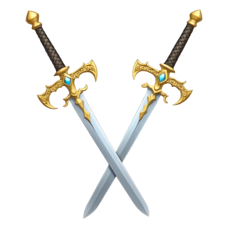 Two Golden royal swords with gold blades and gold handel sticker