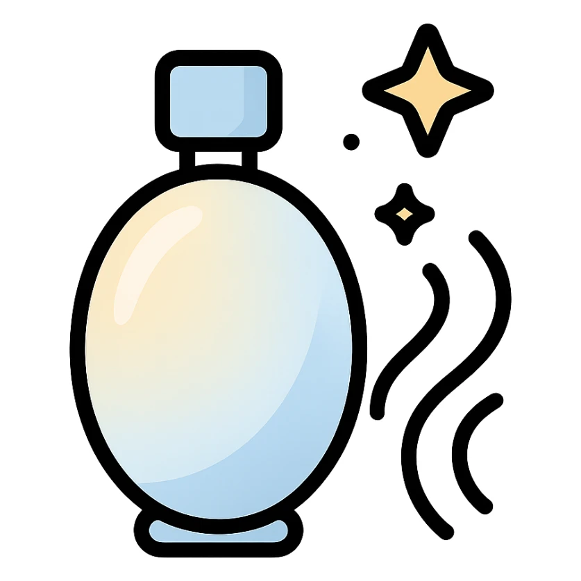 abstract, elegant icon evoking powdery white musk, soft gradients, light, delicate, modern sticker