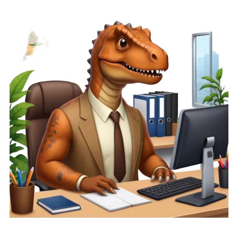 old dinosaurs working in an office sticker