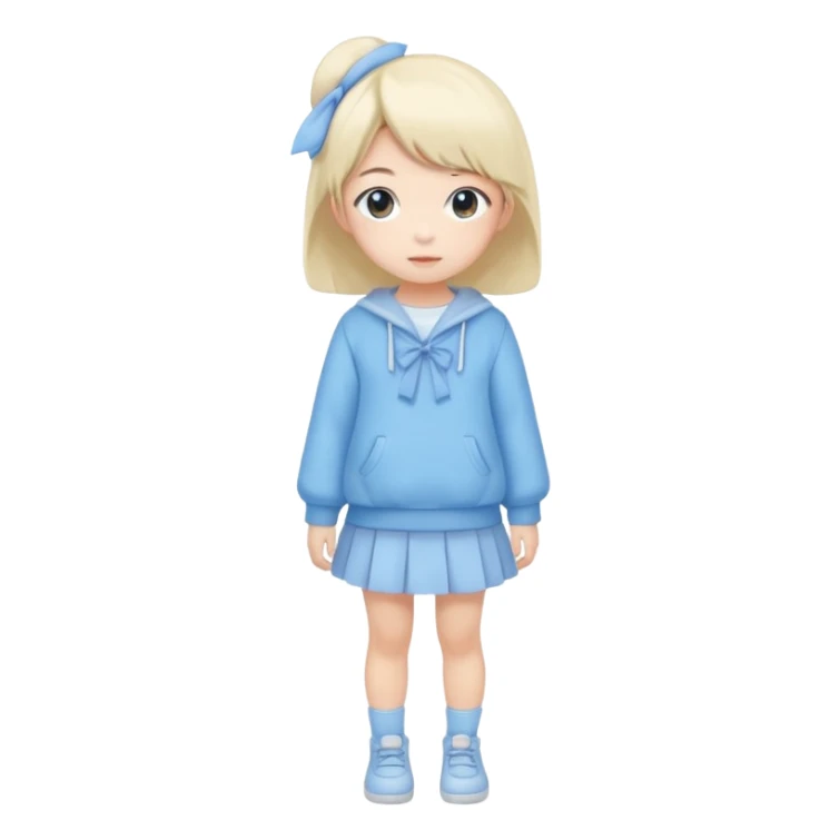 Kawaii girl Japanese full body blue pastel sticker