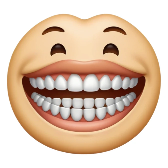 an emoji with his theeth in silver, dragging down his lips sticker