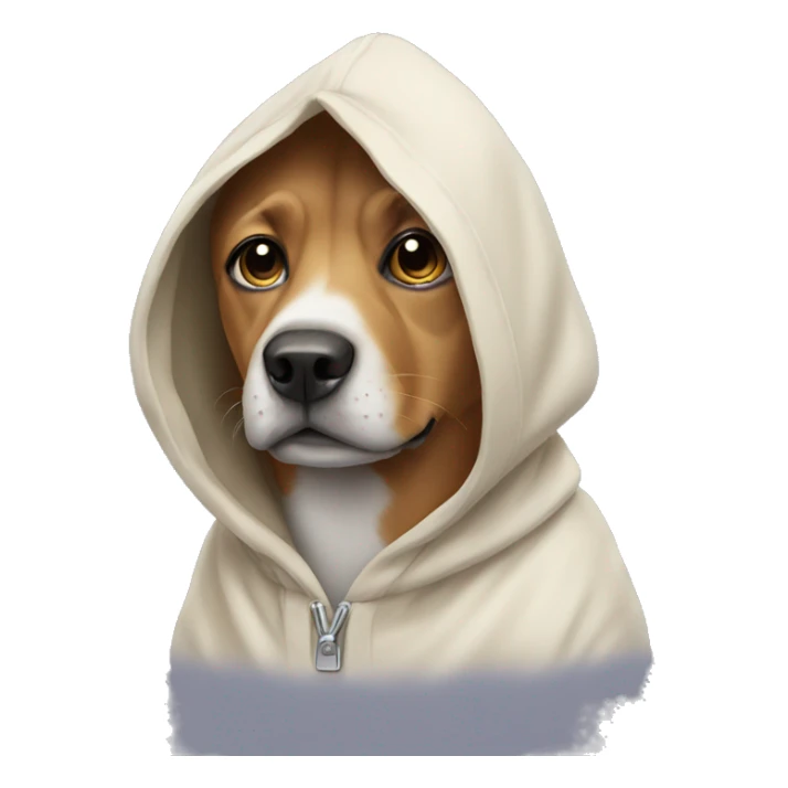 Dog wearing a hodie sticker
