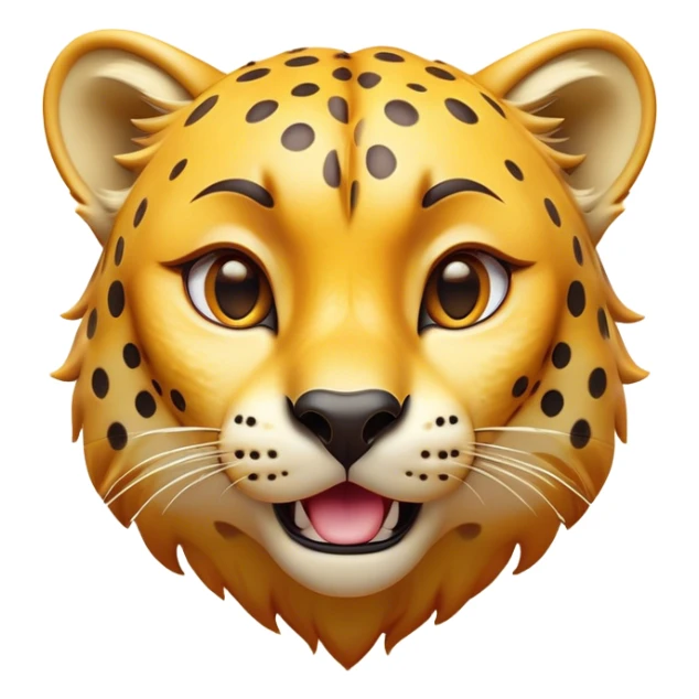 Cinematic Comical Cheetah Portrait Emoji, Head tilted dramatically with an exaggeratedly amused expression, featuring a striking, glossy golden Fur with bold spots, wide, expressive amber eyes filled with playful disbelief, Simplified yet hilariously expressive features, highly detailed, glowing with a slightly sassy glow, high shine, dramatic yet playful, stylized with an air of cheeky mischief, bright and endearing, soft glowing outline, capturing the essence of a spirited and over-the-top cheetah, so meme-worthy it feels like it could dash its way into internet fame instantly! sticker