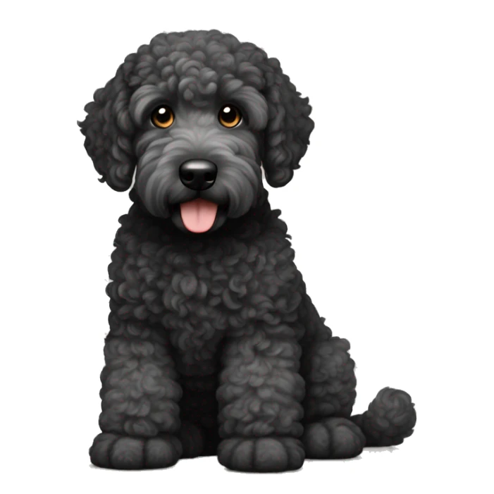 Curly Black with gray golden doodle with black ears and brown muzzle  sticker