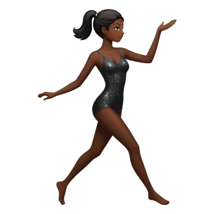 female silhouette in motion with sparkles sticker