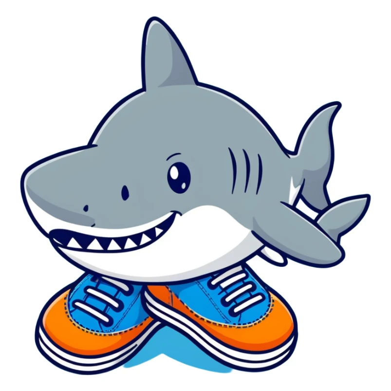 Shark with blue shoes sticker