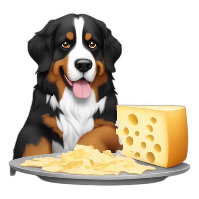 Bernese mountain dog eating swiss cheese fondue sticker