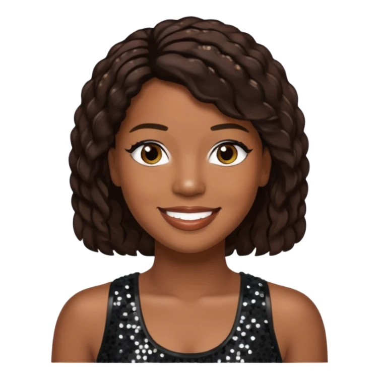 Tank, R&B Singer with dark brown hair, black sequin outfit sticker