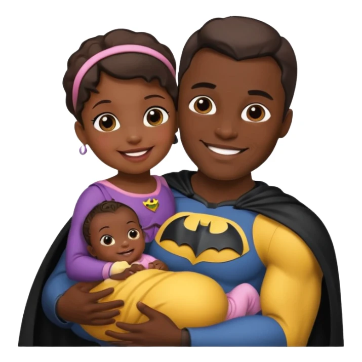 batman holding baby daughter sticker