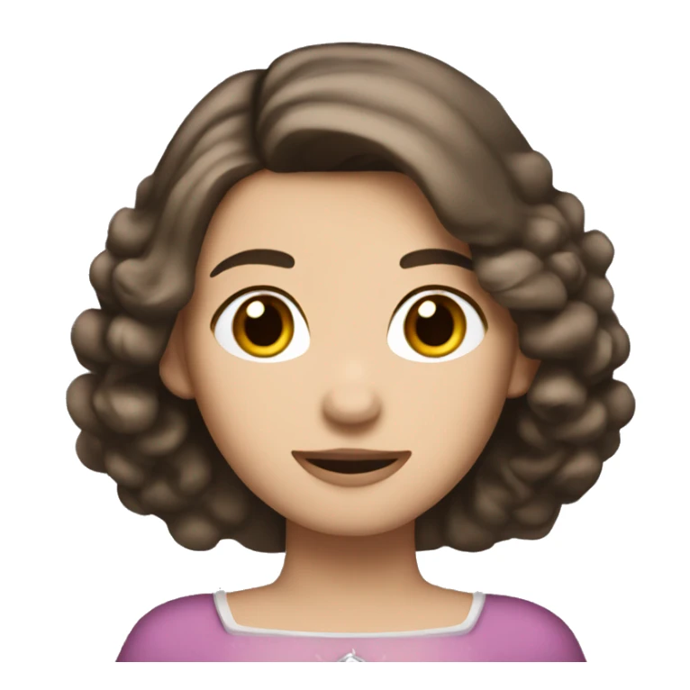 dark hair and eyes white skin princess with tiara and brown bob sticker