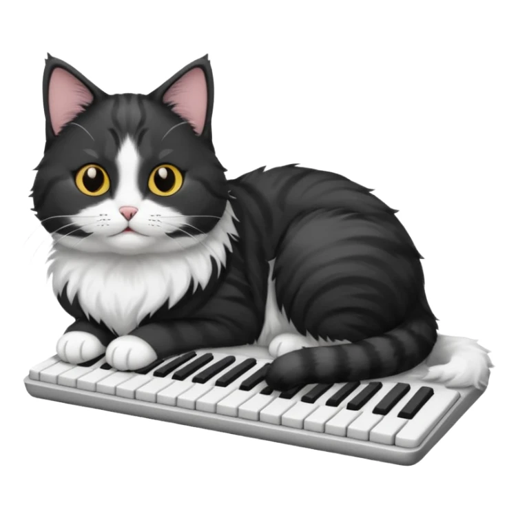 black and white cat laying on keyboard sticker